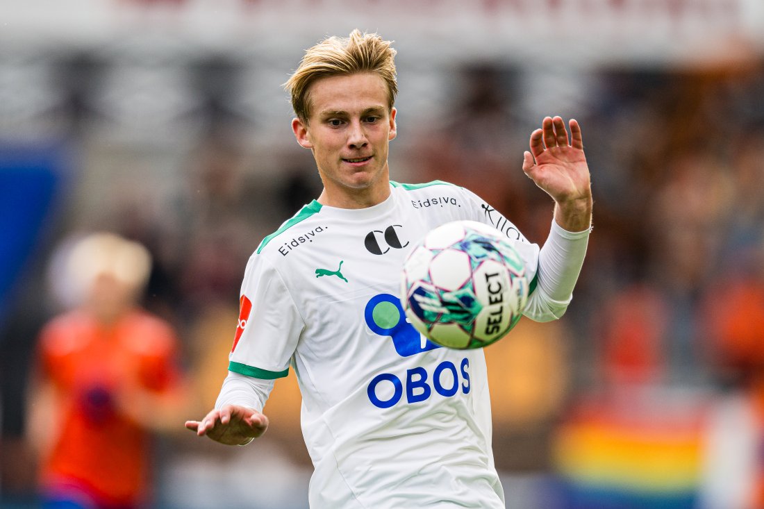 Faraas i aksjon for HamKam i Eliteserien august 2023. Samme måned ble overgangen til Club Brugge bekreftet. (Foto: Marius Simensen / NTB)