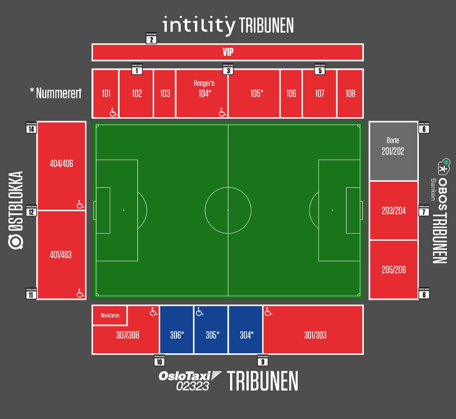 Hele OBOS-banken tribunen er satt av til FFK-supportere.